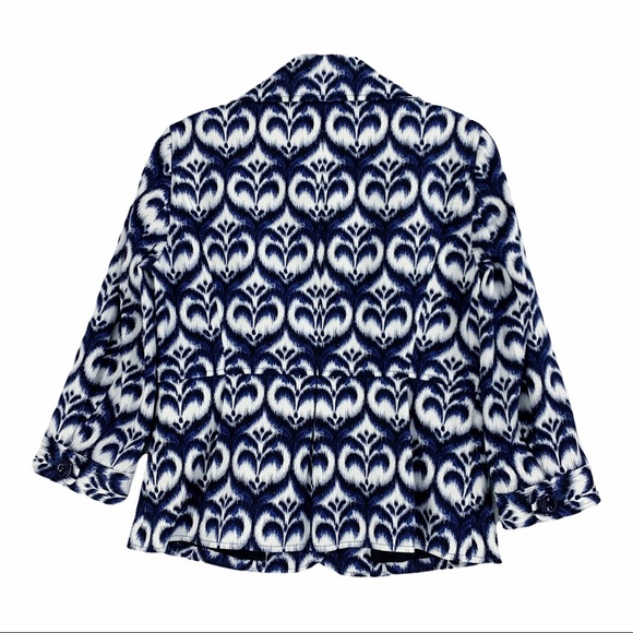 Ellen Tracy Ikat Inspired Peplum Style Blazer Jacket Blue White Black St… - Picture 16 of 16